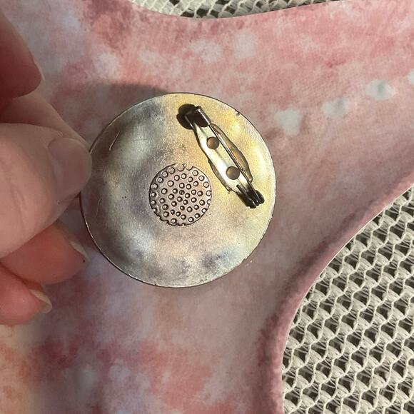 Vintage Retro Brooch Pin Beiges Blues - Picture 9 of 11